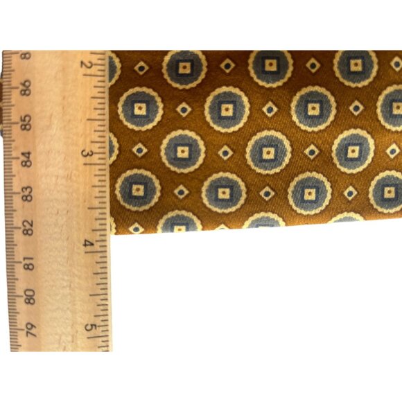 Chaps Ralph Lauren Men's Silk Tie Brown & Blue Geometric Pattern - Picture 8 of 9